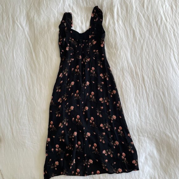 Reformation Fulton Midi Dress Romy Black Pink Floral (sz 4P) - Picture 7 of 11